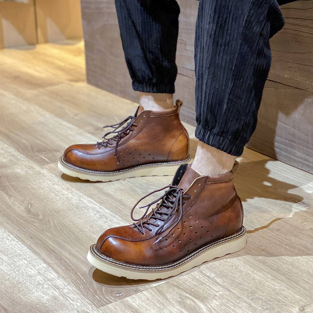 Leather Work Western - Męskie buty Chelsea z prawdziwej skóry