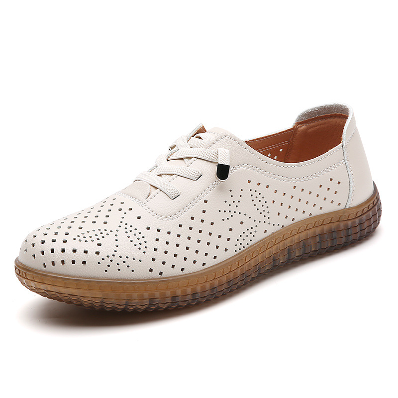 Leather Work Flats Women - Uniwersalne, przewiewne, wygodne, ażurowe buty damskie,