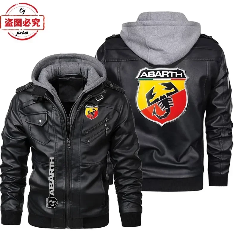Leather Work Jacket With Hood - Kurtka skórzana w rozmiarze europejskim z