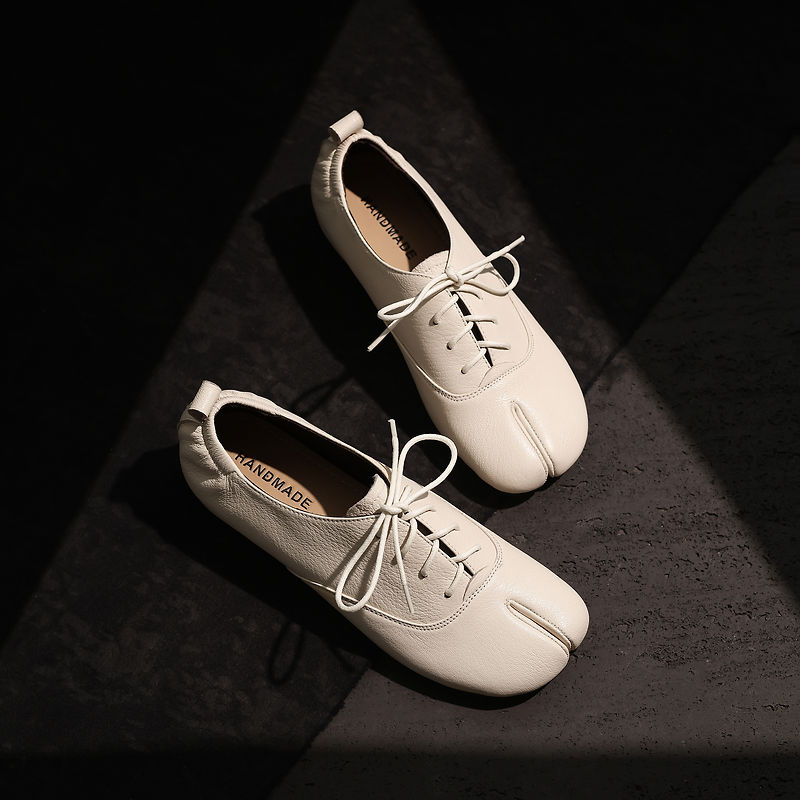 Leather Work Flats Women - Damskie buty Tabi z prawdziwej skóry