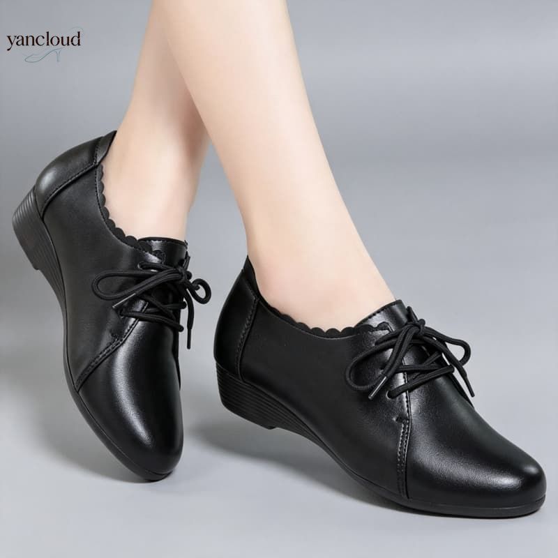 Leather Work Flats Women - Buty Oxford damskie w rozmiarach 35-43,