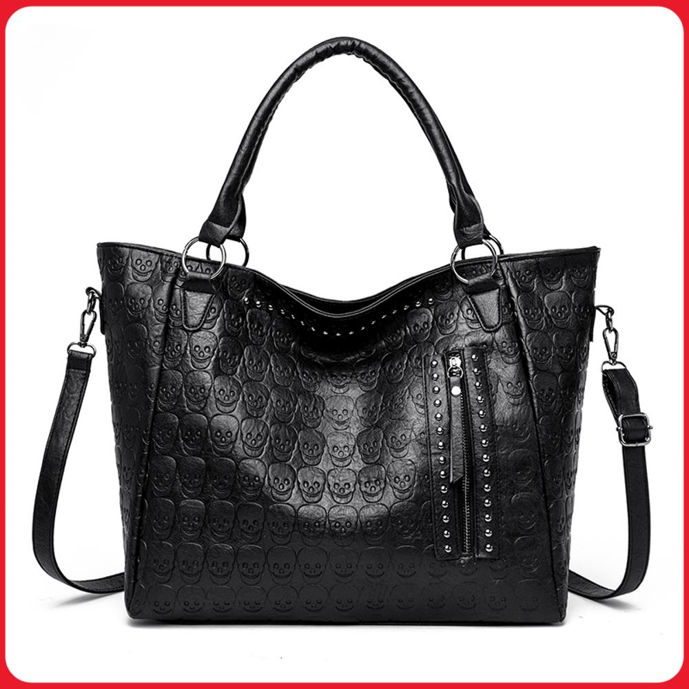 Leatherwork Bag - Torba crossbody z punkową czaszką, skóra