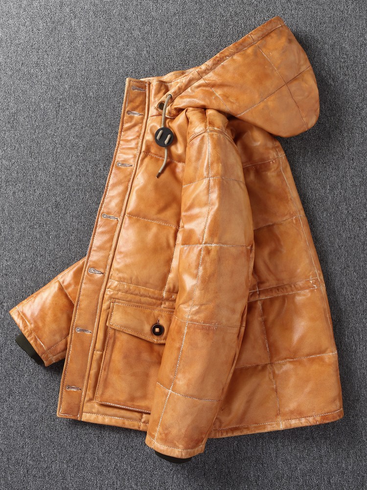 Zimowa męska kurtka z owczej s – Leather Work Jacket With Hood recenzja i cena