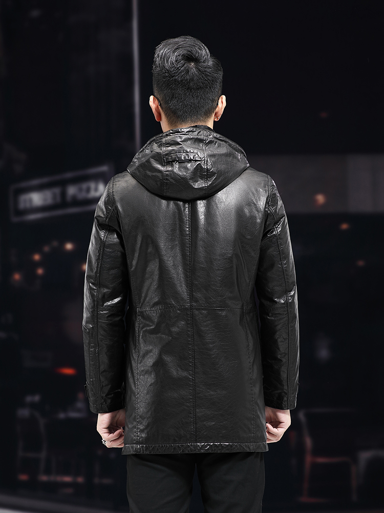 Męska Zimowa Ciepła Półdługa K – Leather Work Jacket With Hood recenzja i cena