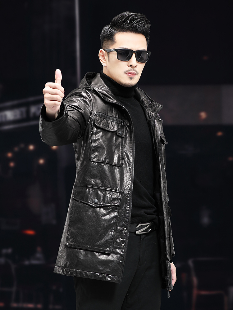 Męska Zimowa Ciepła Półdługa K – Leather Work Jacket With Hood recenzja i cena