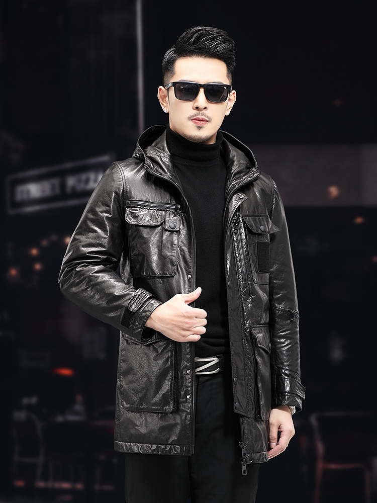 Męska Zimowa Ciepła Półdługa K – Leather Work Jacket With Hood recenzja i cena