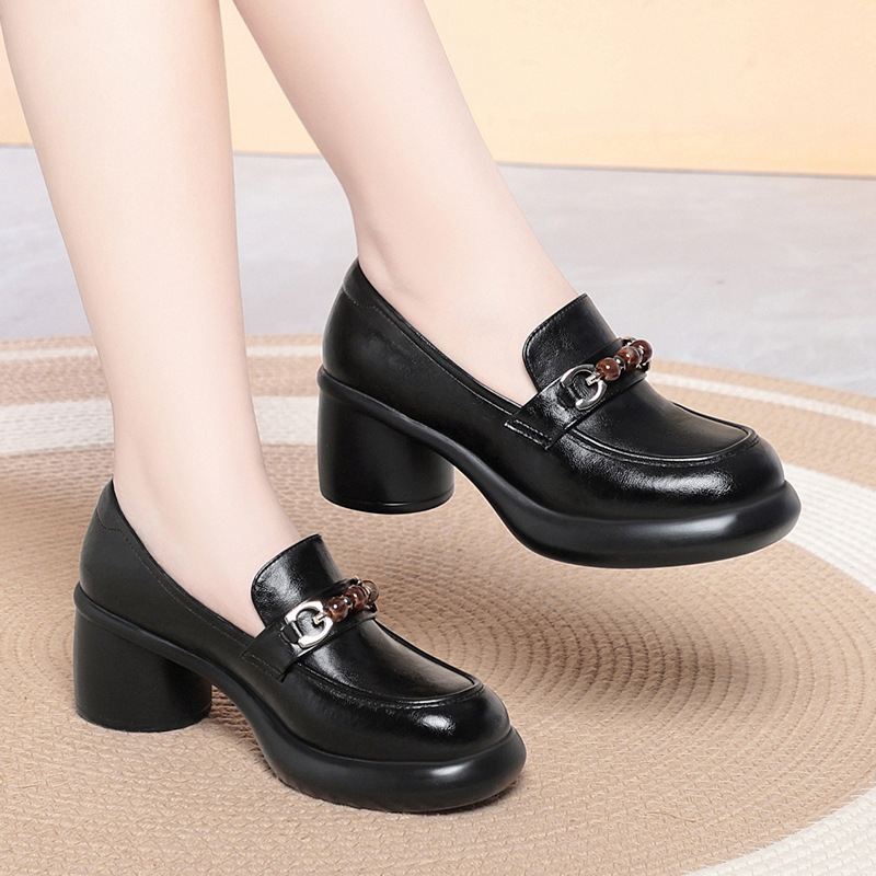 Damskie mokasyny na grubym obc – Leather Work Flats Women recenzja i cena