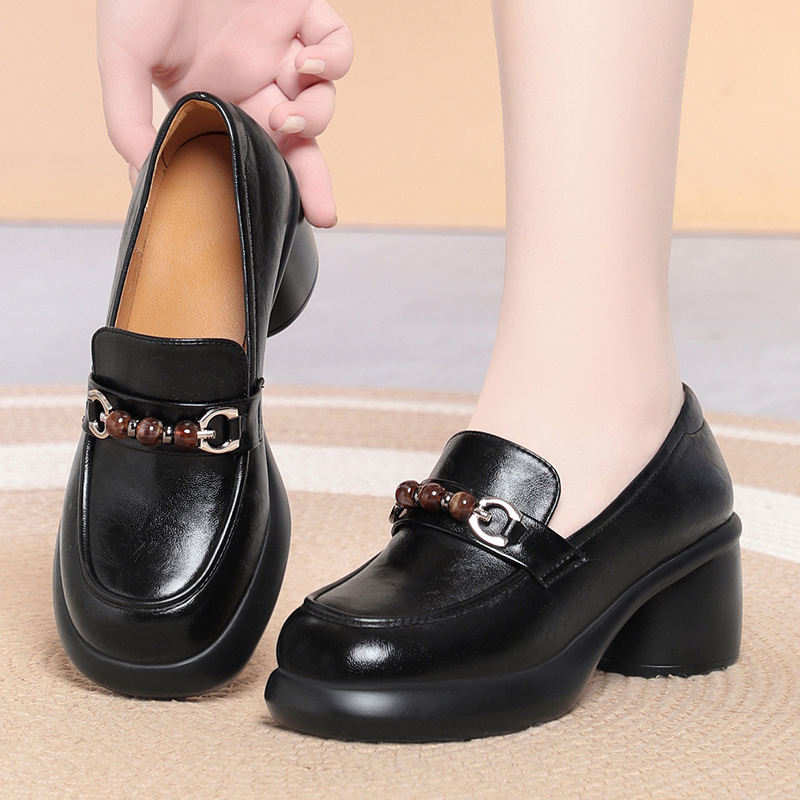 Damskie mokasyny na grubym obc – Leather Work Flats Women recenzja i cena