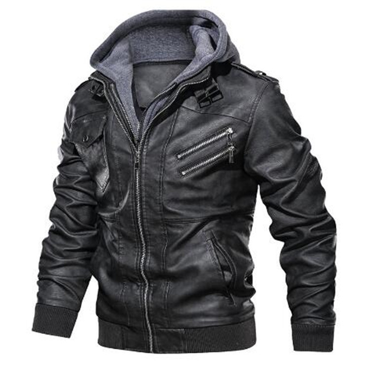 Męskie kurtki z kapturem, kurt – Leather Work Jacket With Hood recenzja i cena