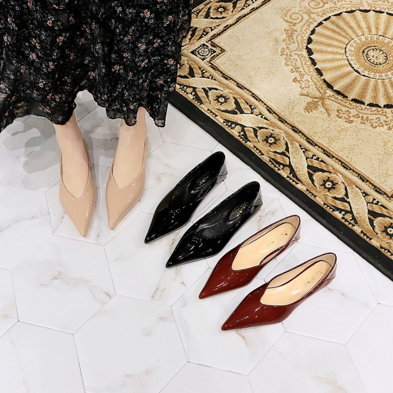 Moda damska 1cm Niskie obcasy  – Leather Work Flats Women recenzja i cena