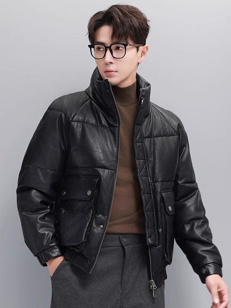 Zimowa męska ciepła kurtka z g – Leather Work Jacket With Hood recenzja i cena