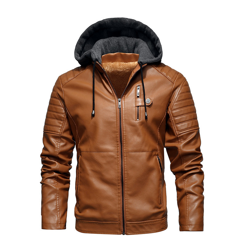 Męska kurtka z kapturem, gruba – Leather Work Jacket With Hood recenzja i cena