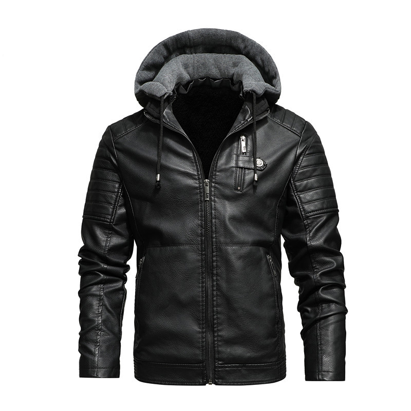 Męska kurtka z kapturem, gruba – Leather Work Jacket With Hood recenzja i cena