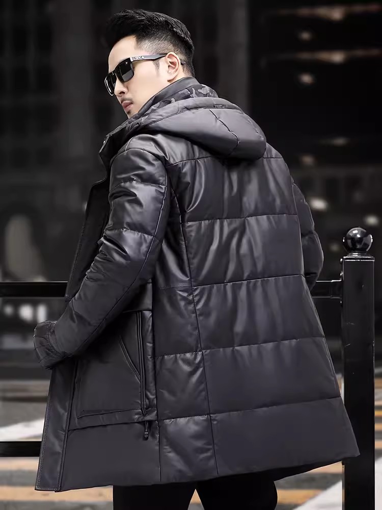 Męski zimowy gruby ciepły płas – Leather Work Jacket With Hood recenzja i cena