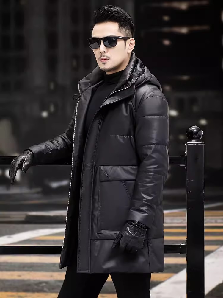 Męski zimowy gruby ciepły płas – Leather Work Jacket With Hood recenzja i cena