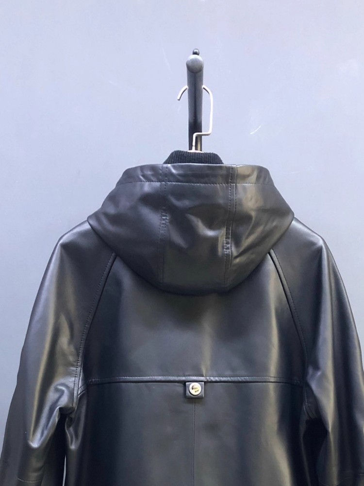 Wyprzedaż Jesienna Damska Krót – Leather Work Jacket With Hood recenzja i cena