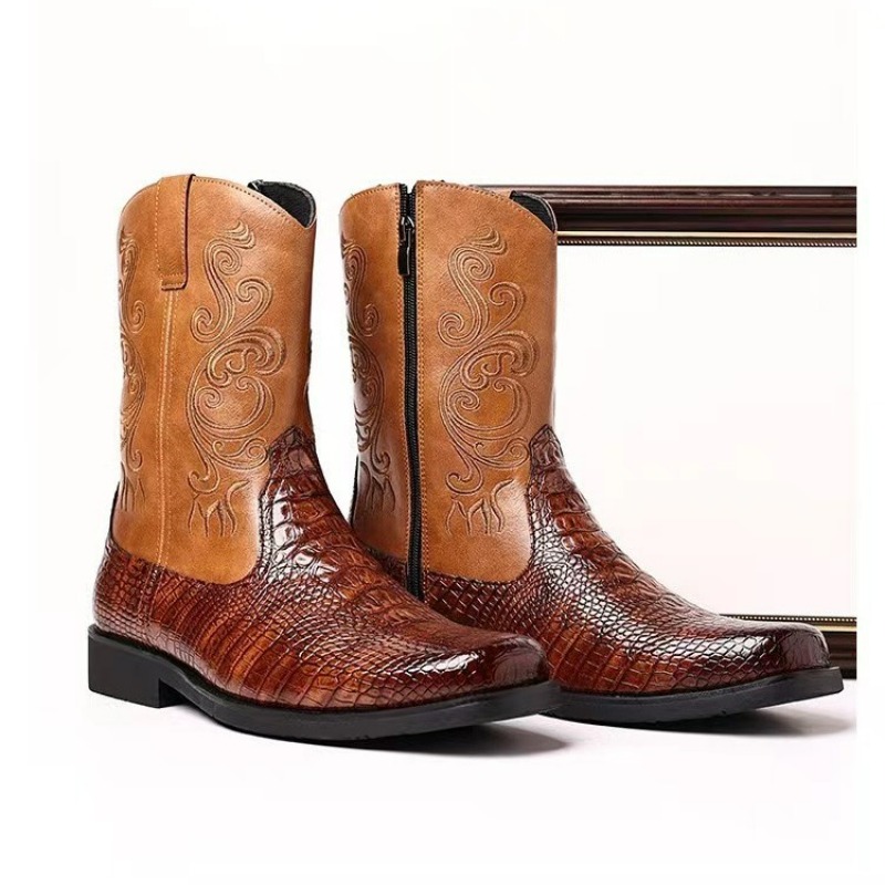 Męskie buty z haftem, retro ko – Leather Work Western recenzja i cena