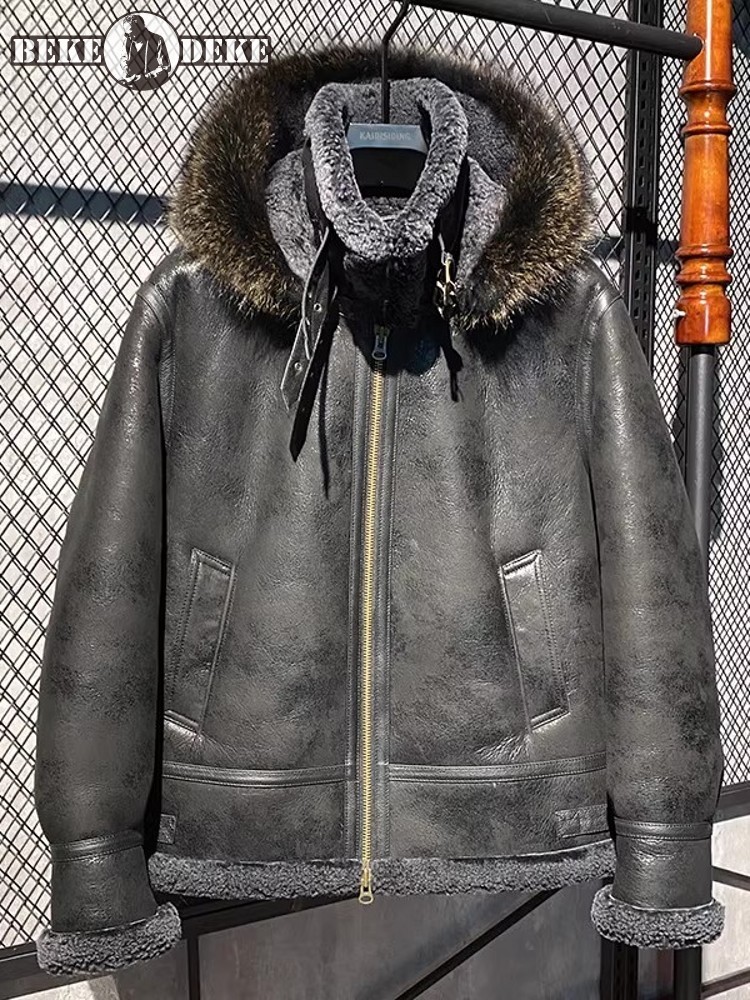 Męska zimowa ciepła kurtka z w – Leather Work Jacket With Hood recenzja i cena