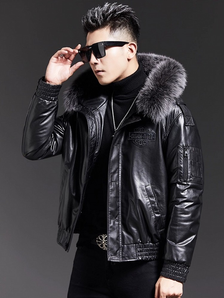 Męska kurtka zimowa z kołnierz – Leather Work Jacket With Hood recenzja i cena