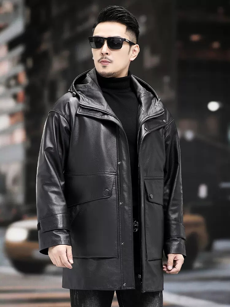 Zimowe męskie ciepłe pracy dół – Leather Work Jacket With Hood recenzja i cena